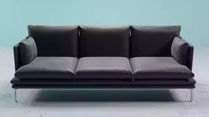 Leather cowhide sofa in black