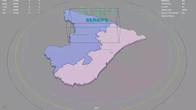 Sergipe Northeast Region Brazil map region geography political 3D model