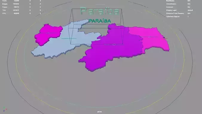 Paraiba  Northeast Region  Brazil map region geography political 3D model