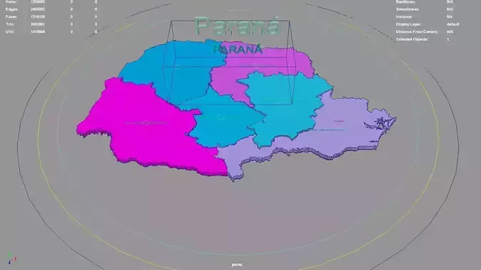 Parana  South Region  Brazil map region geography political 3D model