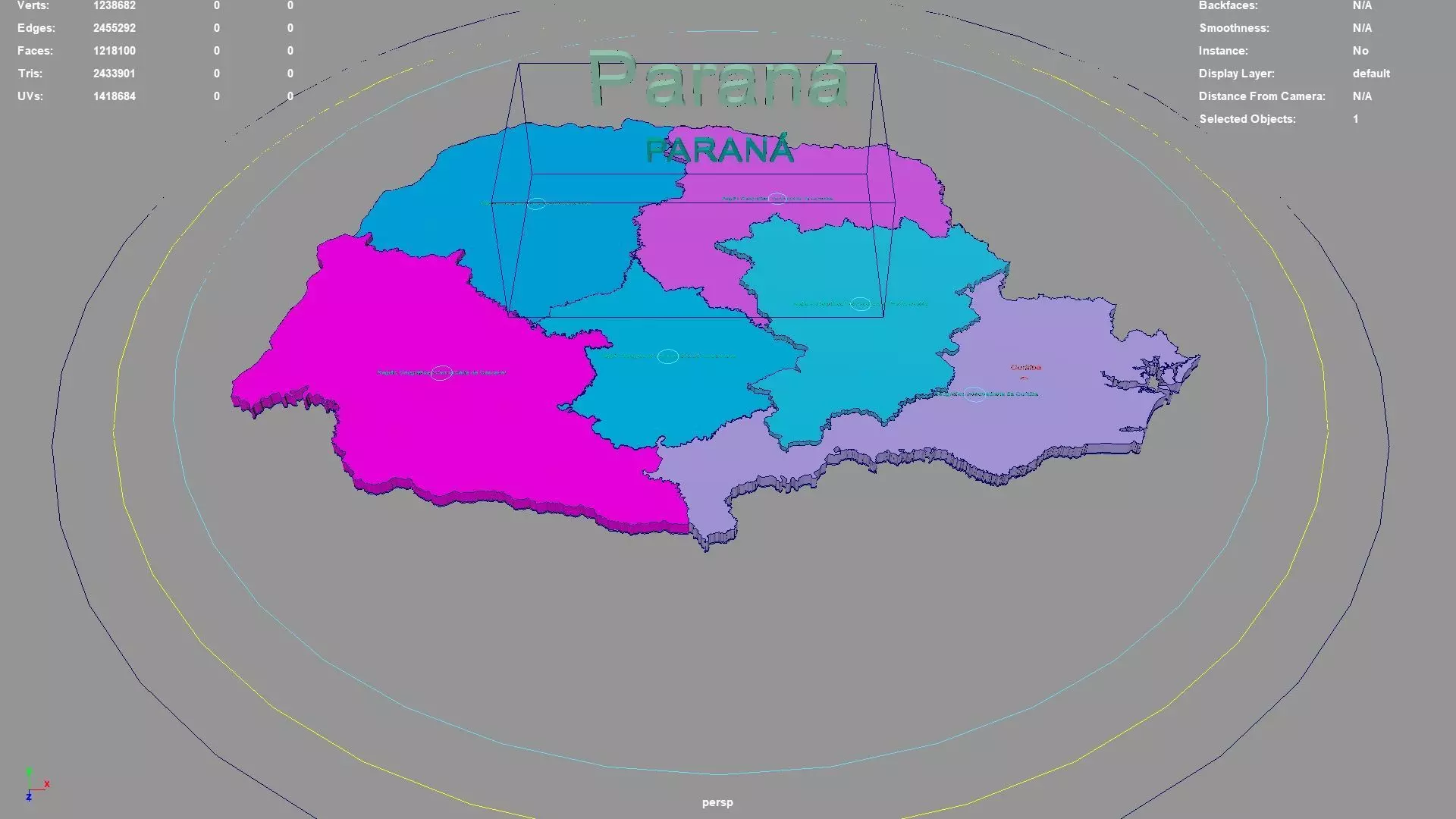 Parana  South Region  Brazil map region geography political 3D model_0