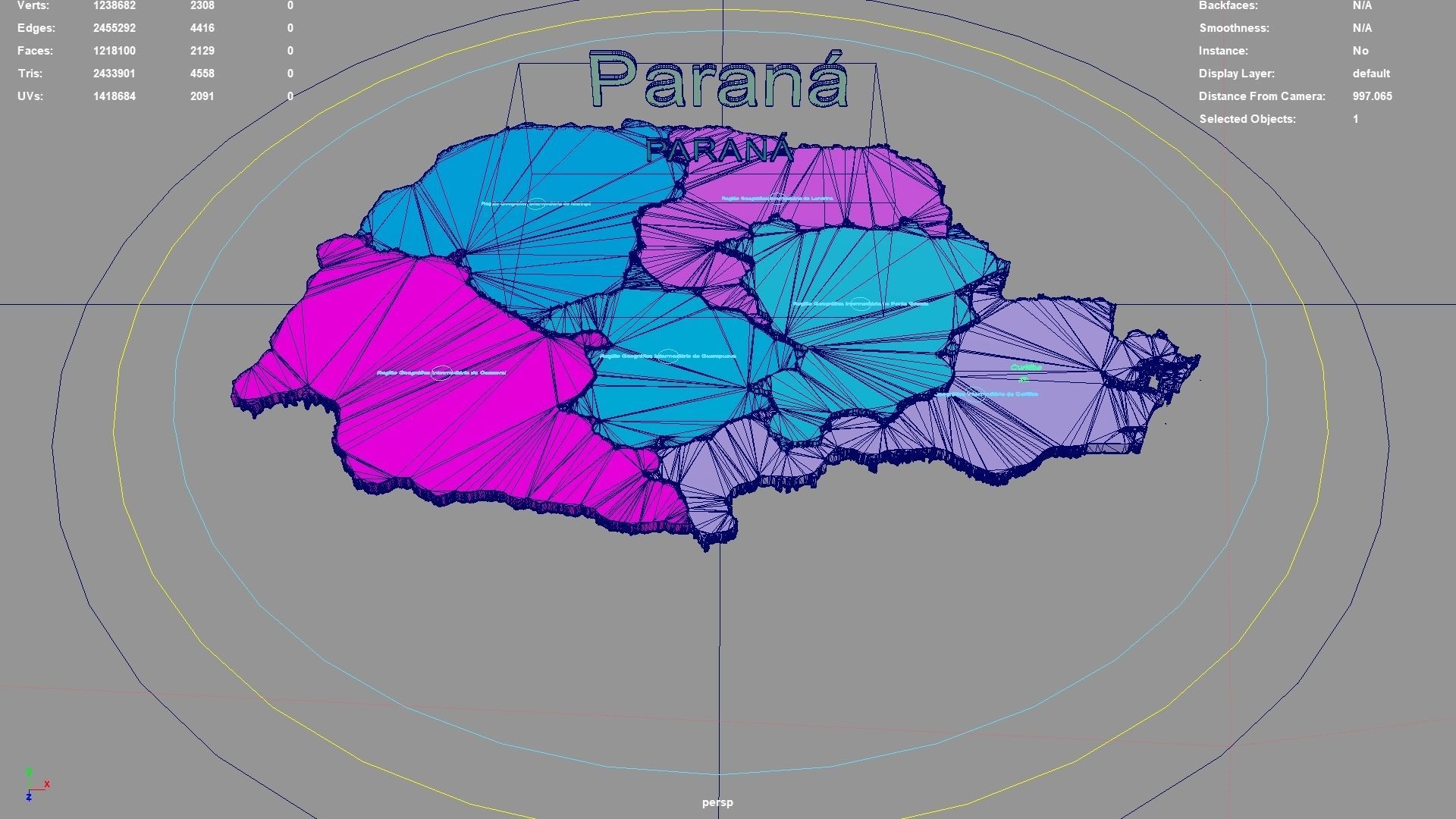 Parana  South Region  Brazil map region geography political 3D model_3