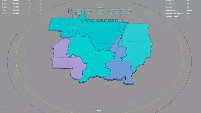 Mato Grosso  Central-West Region  Brazil map region geography 3D model