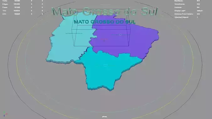 Mato Grosso do Sul  Central-West Region  Brazil map region 3D model
