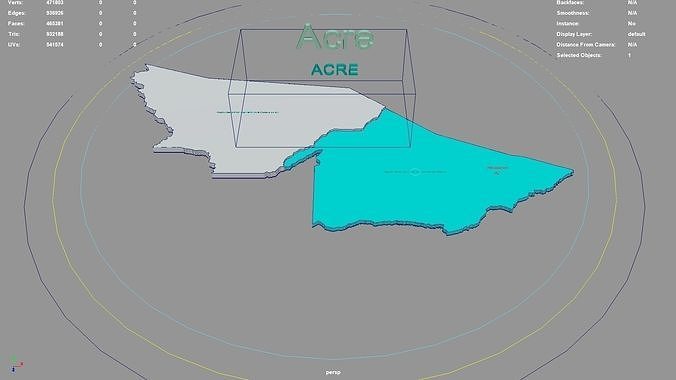 Acre  North Region  Brazil map region geography political 3D model