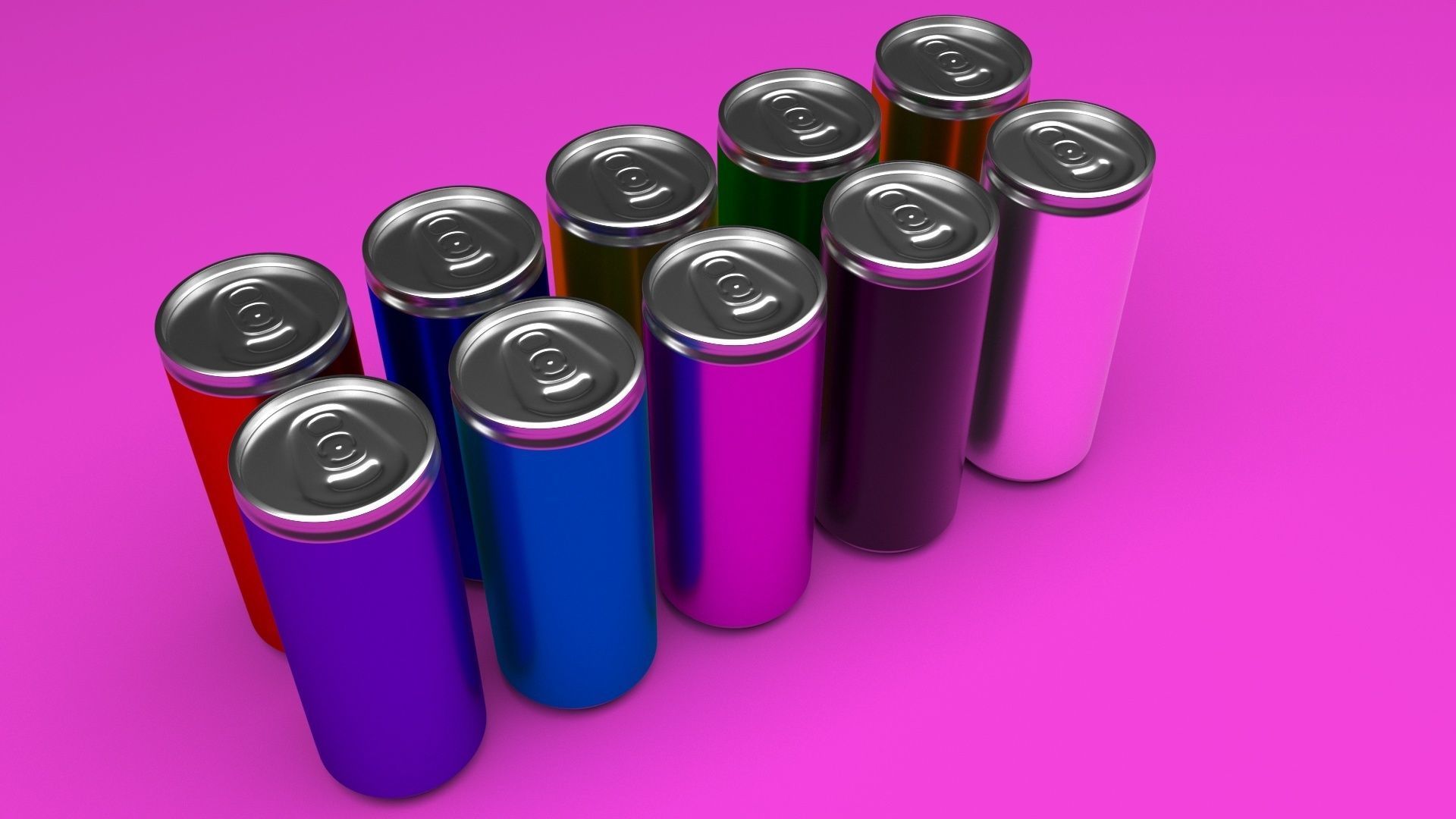 Colored Soda Cans Set 3D model_7