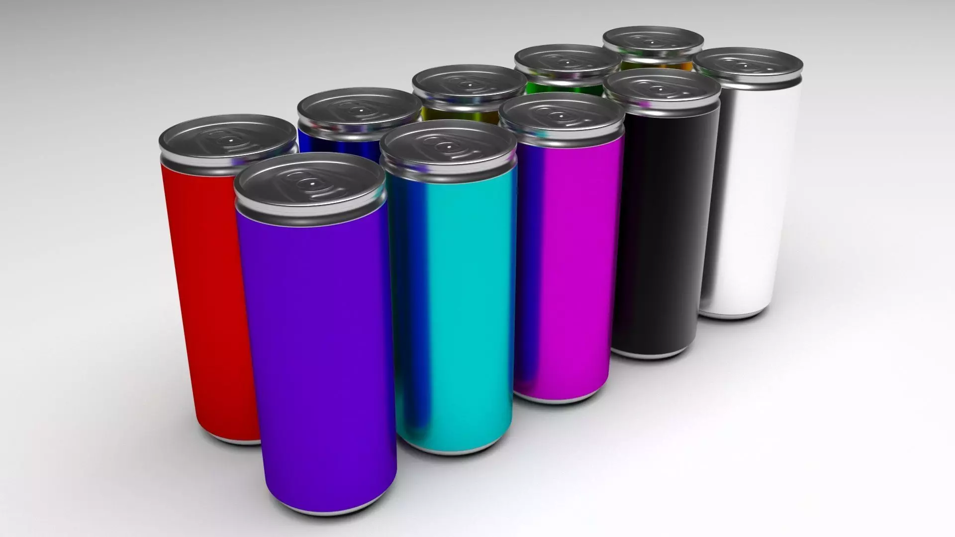Colored Soda Cans Set 3D model_0