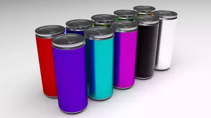 Colored Soda Cans Set 3D model