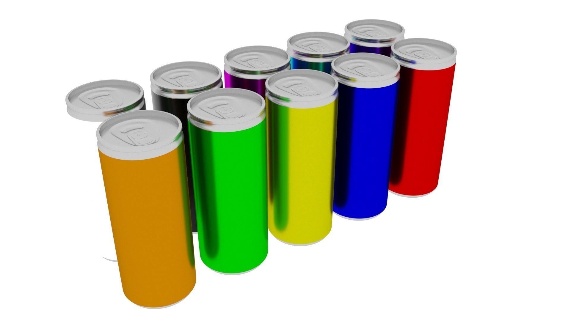Colored Soda Cans Set 3D model_11