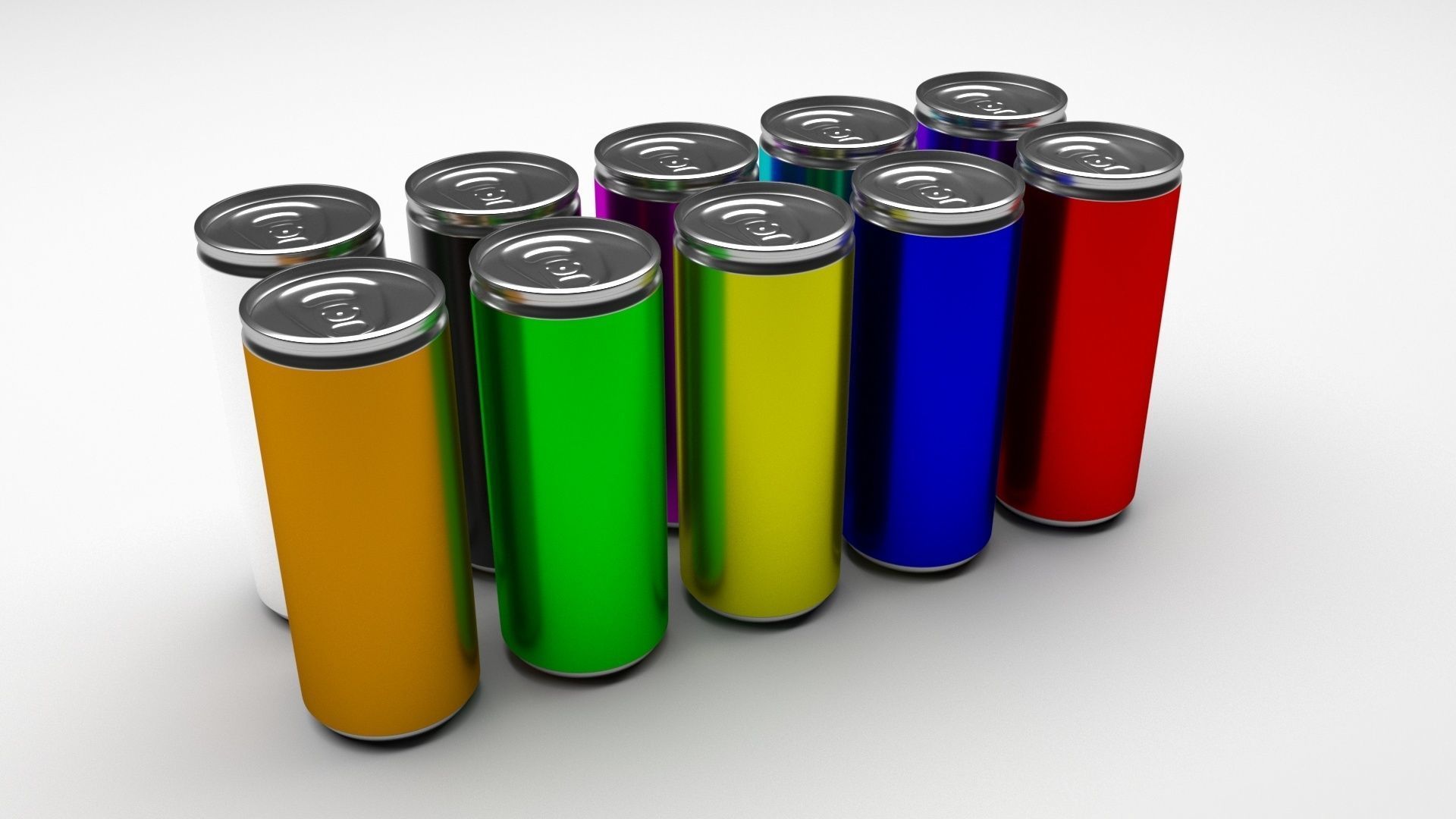 Colored Soda Cans Set 3D model_2