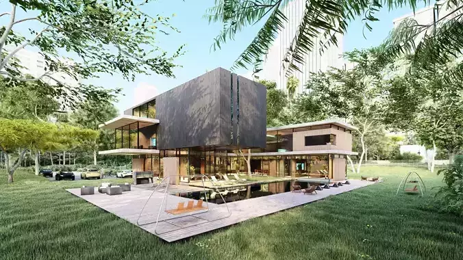 Full furnished project House in city Ultra Modern villa interior 3D model