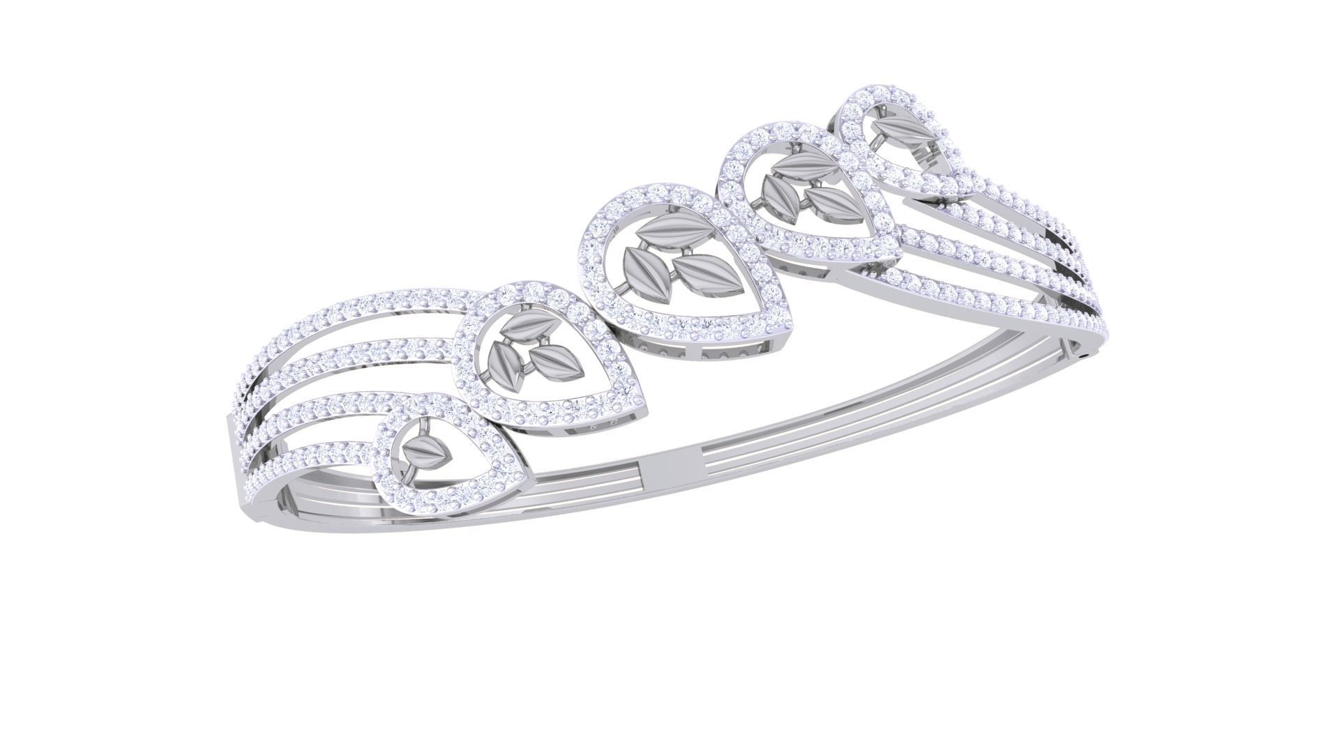 Flower High Jewelry Italian Diamond Bracelets 3dm stl obj gltf 3D print model_4