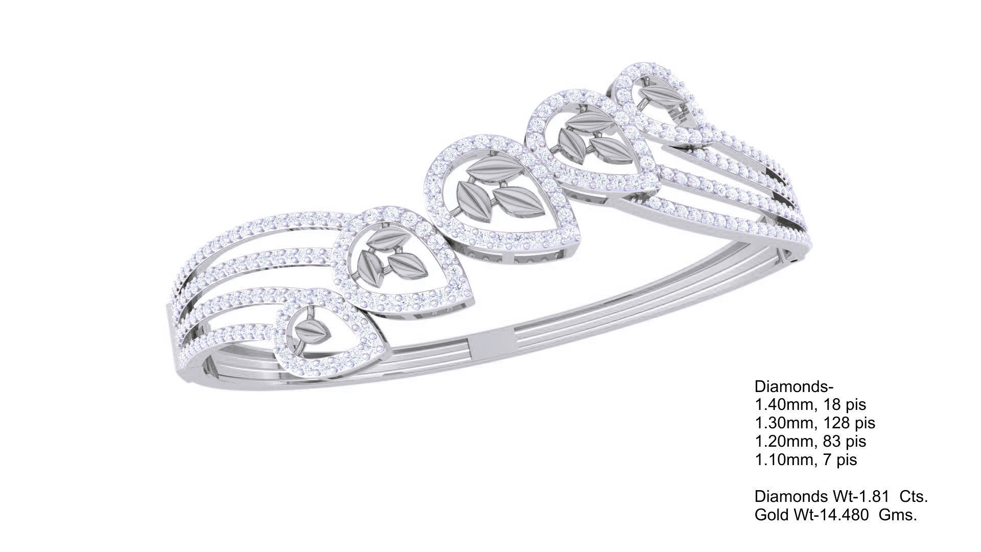 Flower High Jewelry Italian Diamond Bracelets 3dm stl obj gltf 3D print model_1