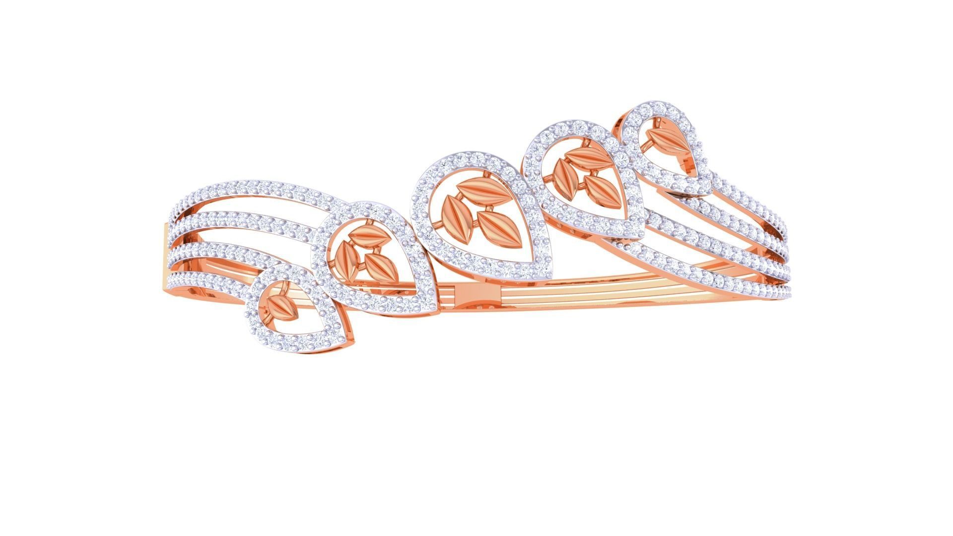 Flower High Jewelry Italian Diamond Bracelets 3dm stl obj gltf 3D print model_9