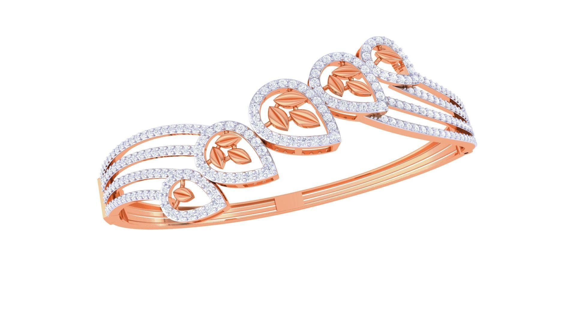 Flower High Jewelry Italian Diamond Bracelets 3dm stl obj gltf 3D print model_6