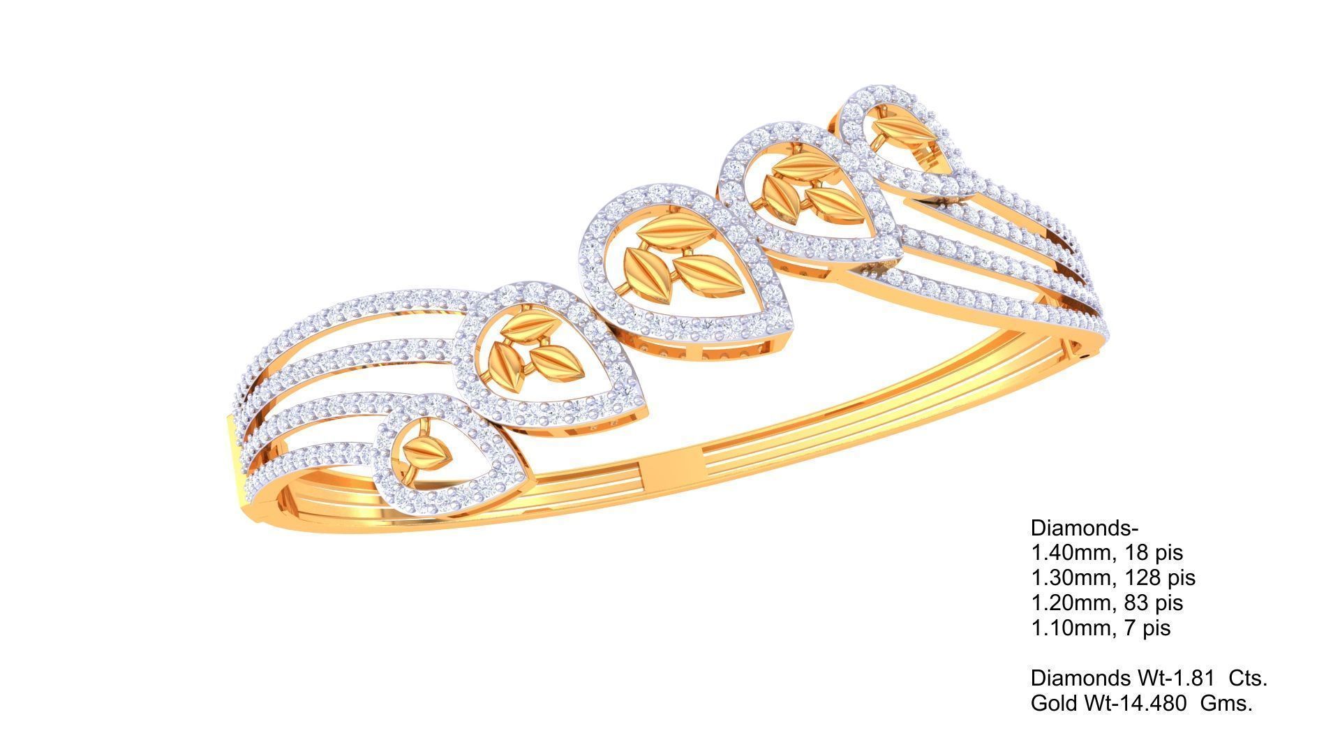 Flower High Jewelry Italian Diamond Bracelets 3dm stl obj gltf 3D print model_2