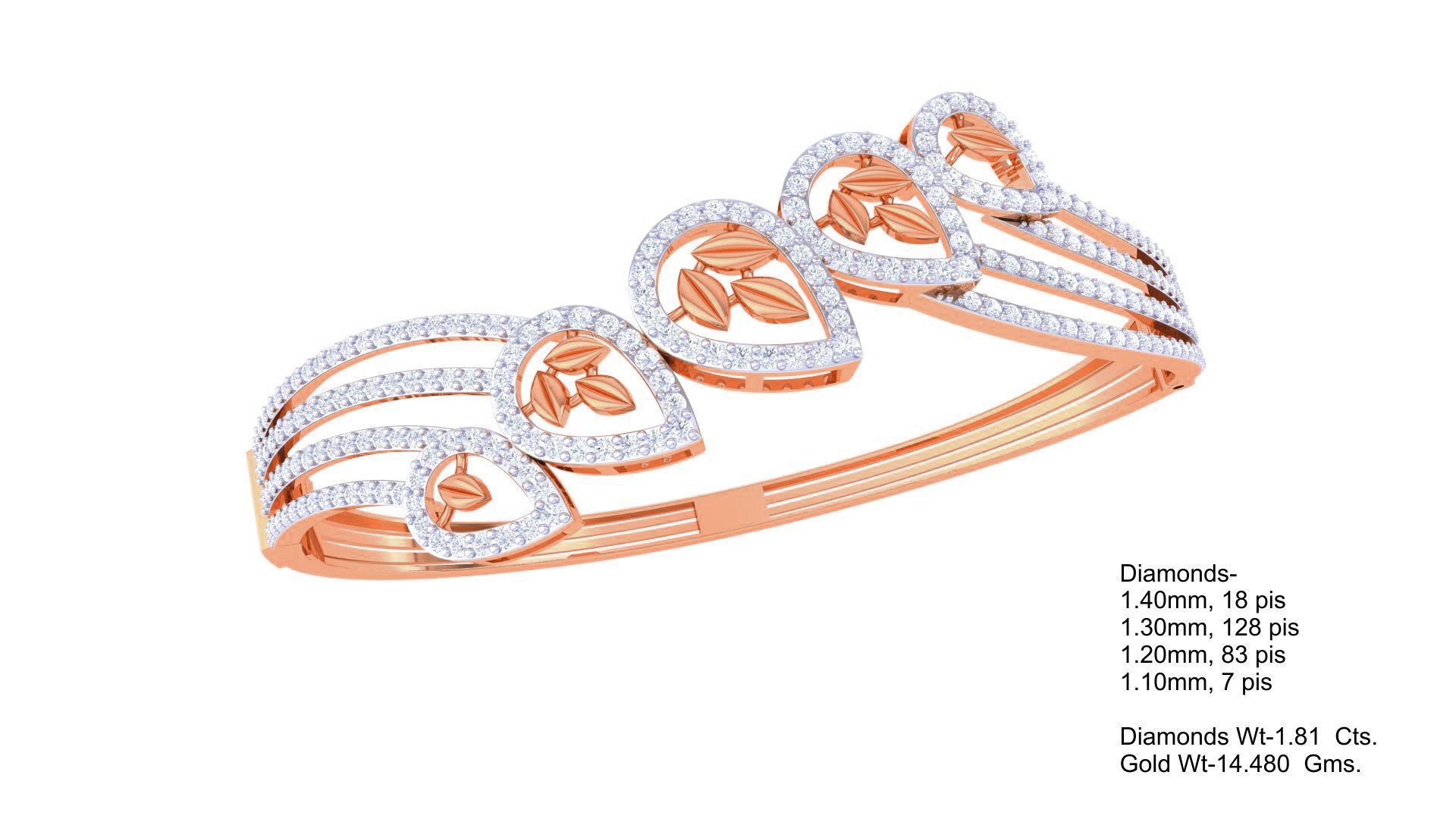 Flower High Jewelry Italian Diamond Bracelets 3dm stl obj gltf 3D print model_3