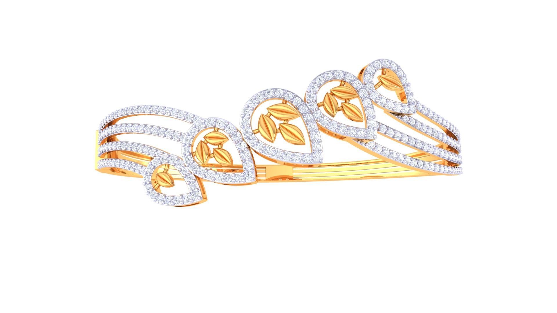 Flower High Jewelry Italian Diamond Bracelets 3dm stl obj gltf 3D print model_7