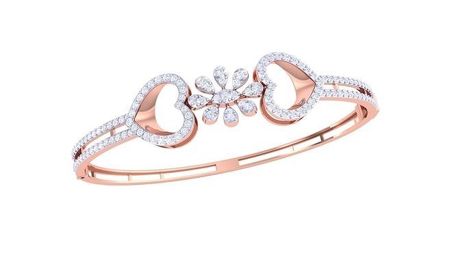 Heart Binds Flower High Jewelry Italian Diamond Bracelets 3dm 3D print model