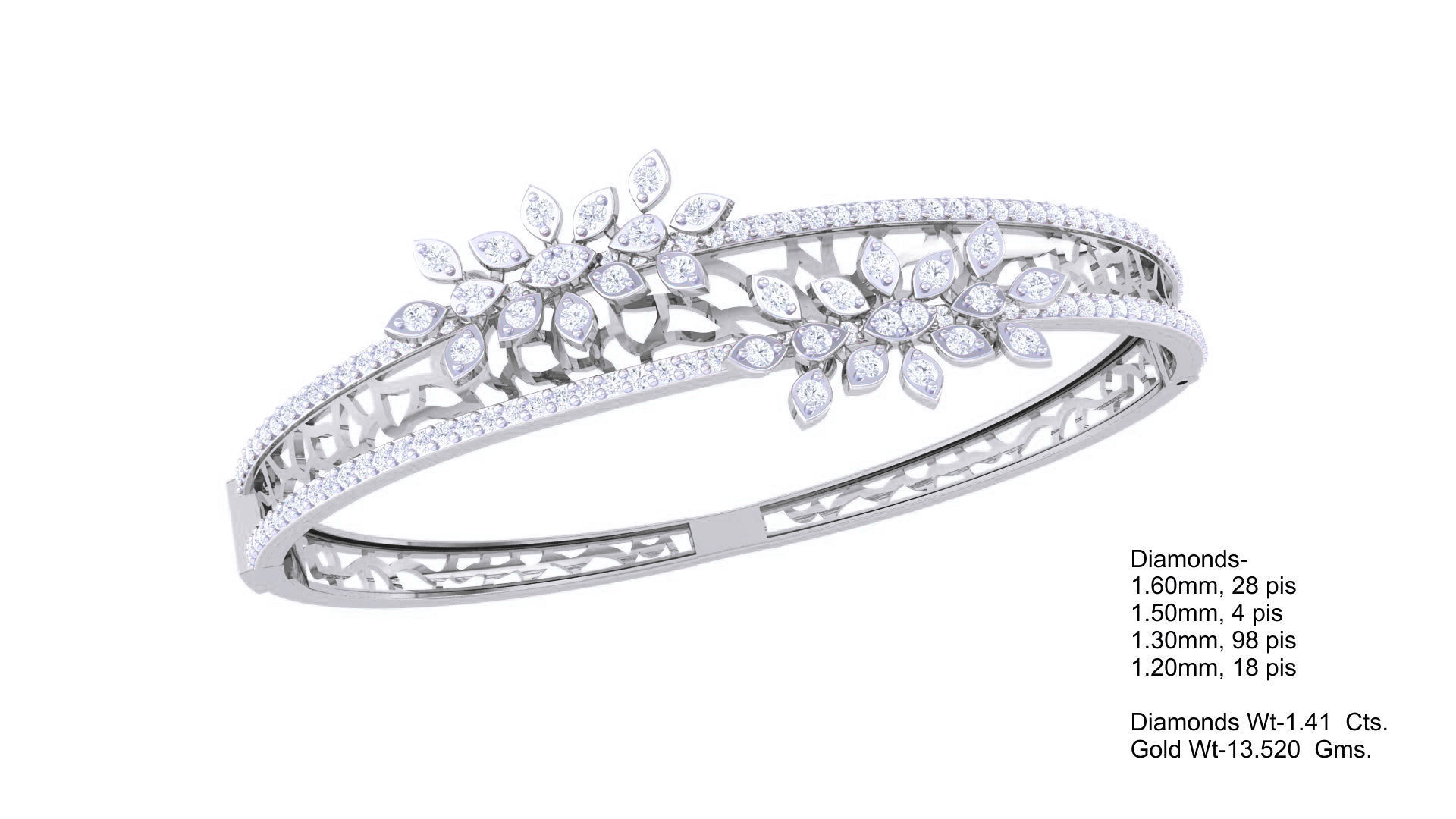 Ultra Vision Leaves on Wire Mesh High Jewelry Italian Diamond 3D print model_3