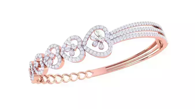 Heart Flower High Jewelry Italian Diamond Bracelets 3dm stl obj 