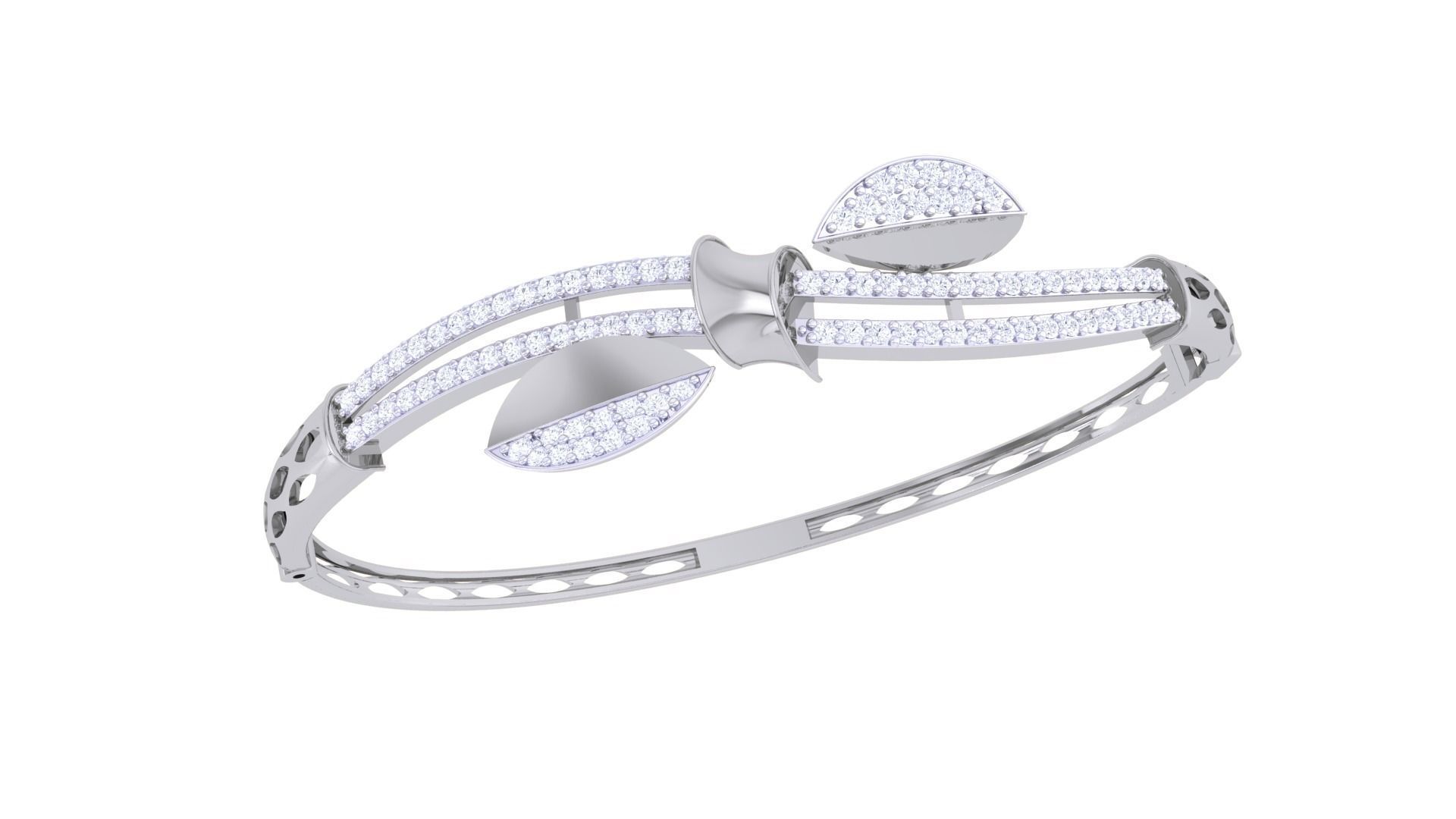 Bi Leaves High Jewelry Italian Diamond Bracelets 3dm stl obj  3D print model_4