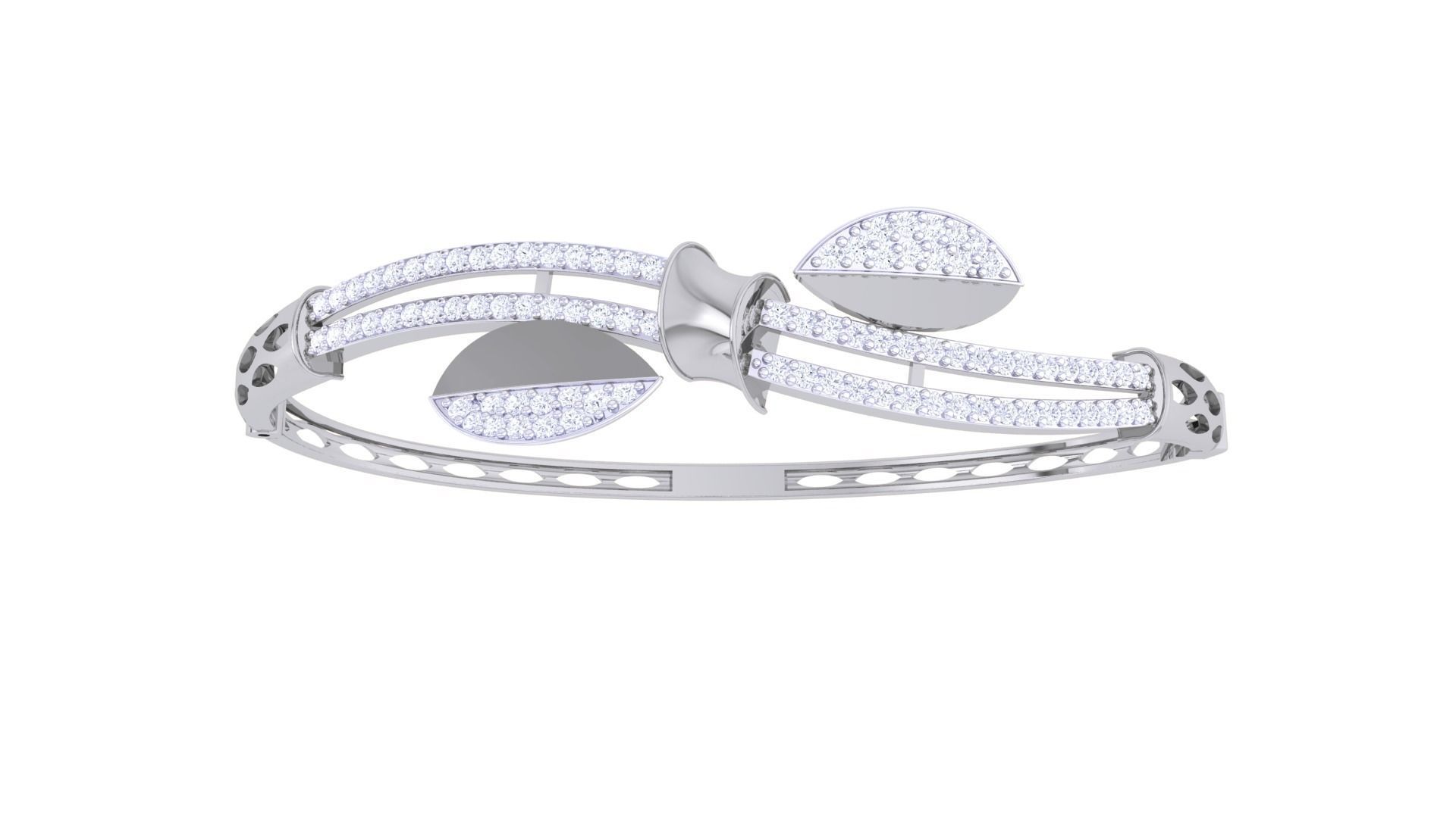 Bi Leaves High Jewelry Italian Diamond Bracelets 3dm stl obj  3D print model_7