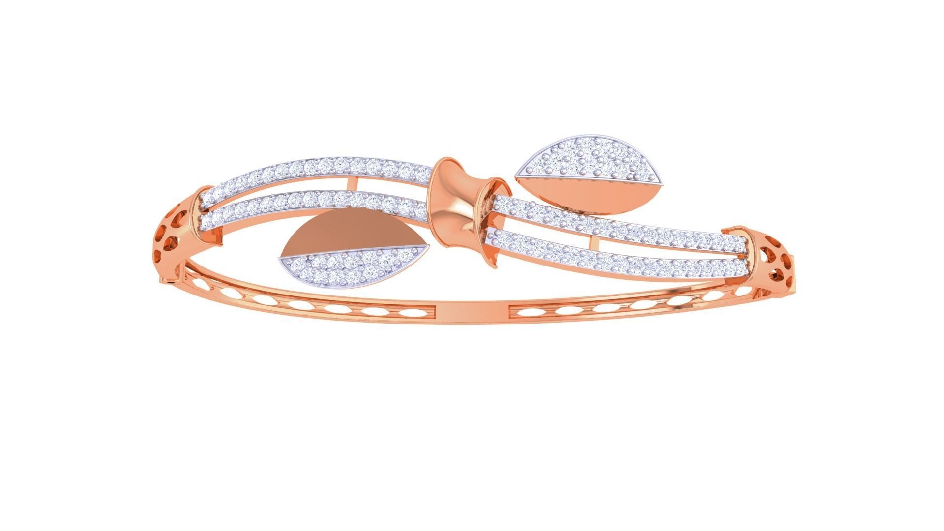 Bi Leaves High Jewelry Italian Diamond Bracelets 3dm stl obj  3D print model_9