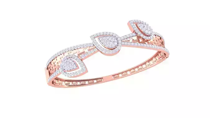 Tri Leaves High Jewelry Italian Diamond Bracelets 3dm stl obj 