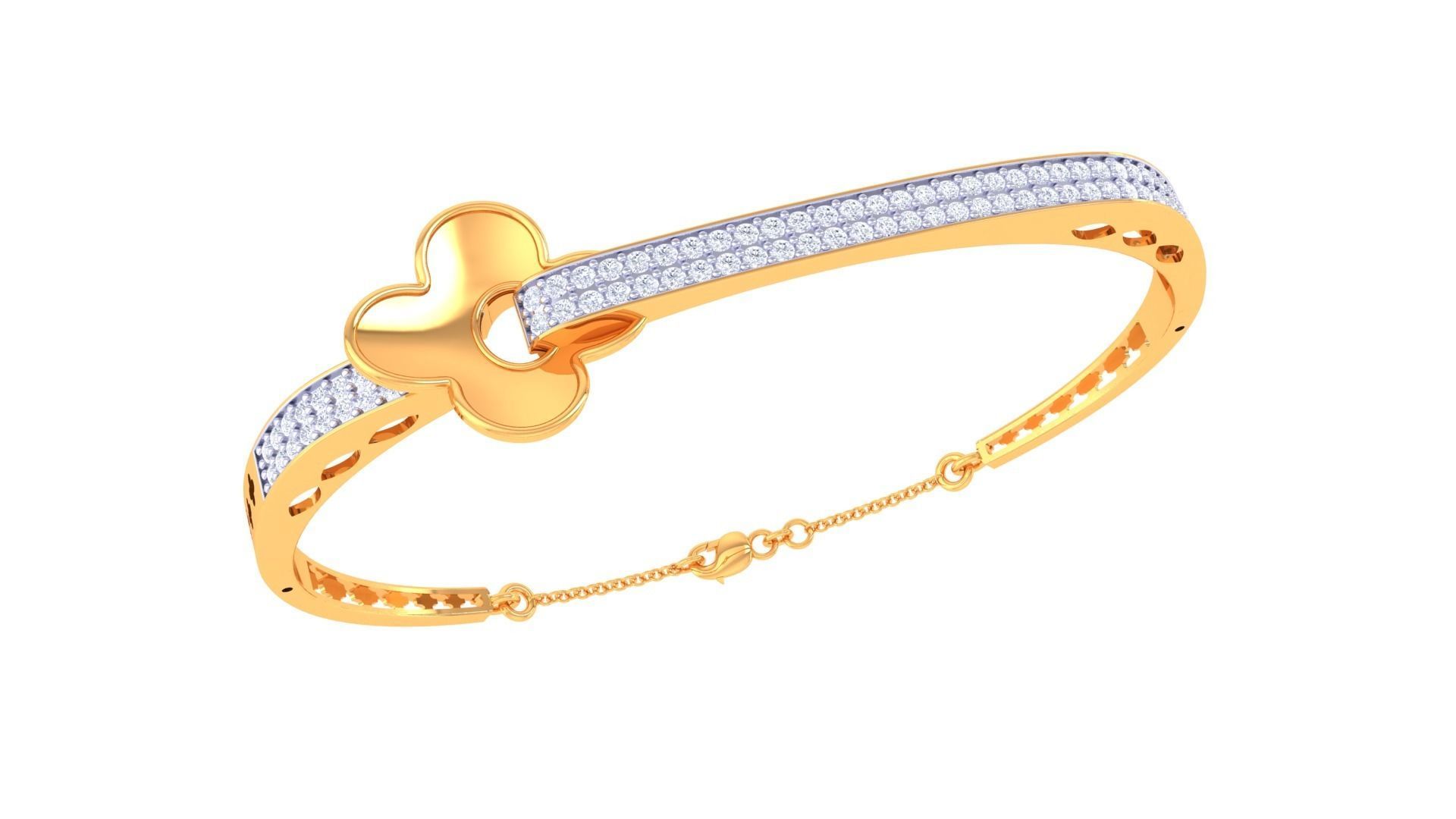 Flower High Jewelry Italian Diamond Bracelets 3dm stl obj gltf 3D print model_5