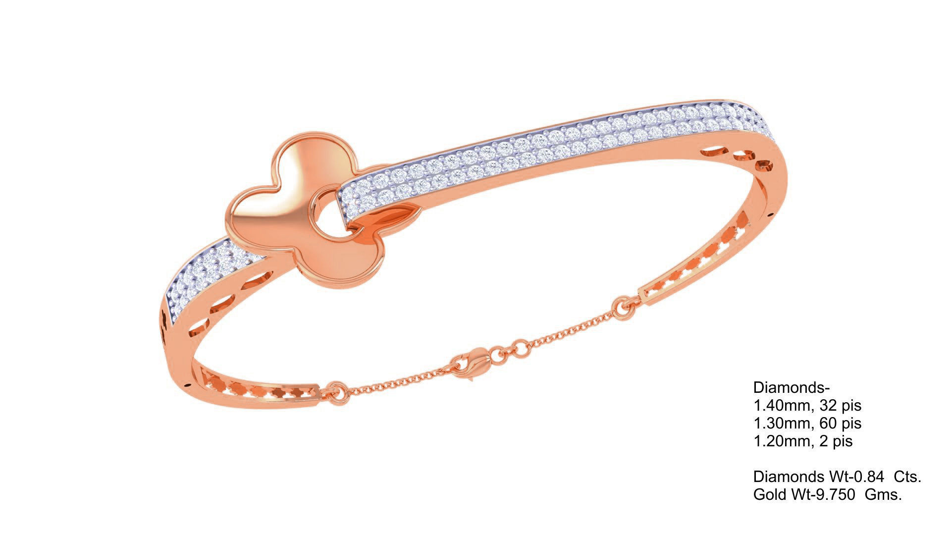 Flower High Jewelry Italian Diamond Bracelets 3dm stl obj gltf 3D print model_3