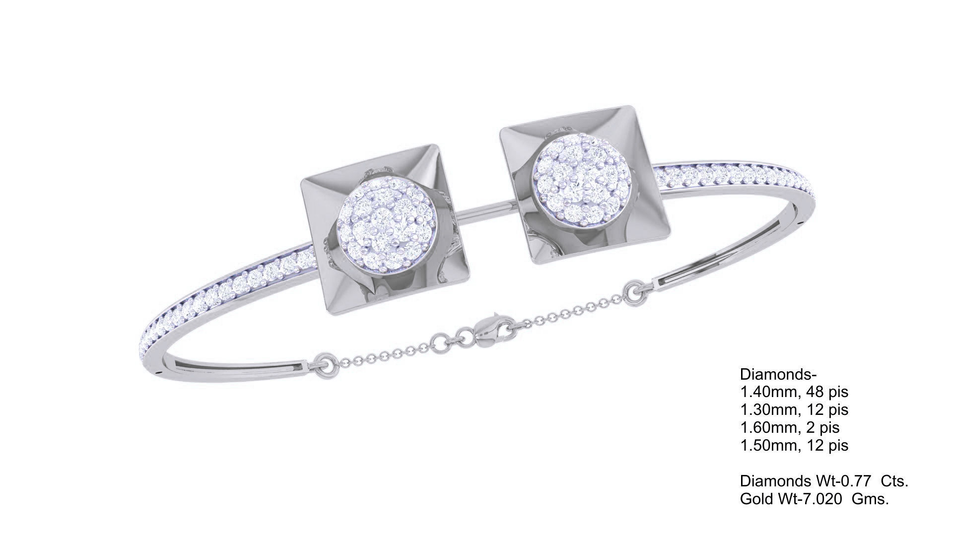 Bi Flower High Jewelry Italian Diamond Bracelets 3dm stl obj 3D print model_2