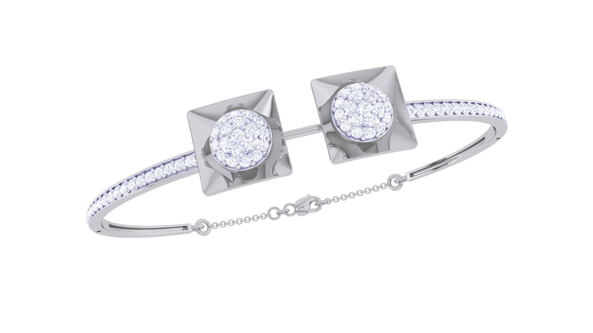 Bi Flower High Jewelry Italian Diamond Bracelets 3dm stl obj 3D print model_4