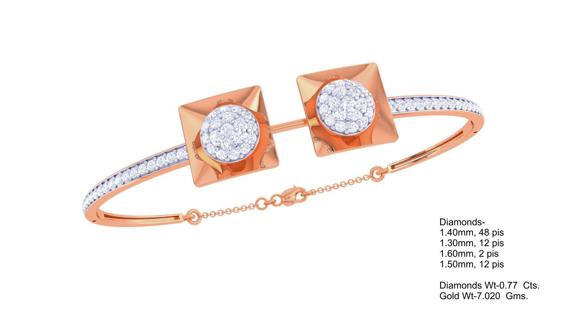 Bi Flower High Jewelry Italian Diamond Bracelets 3dm stl obj 3D print model_3