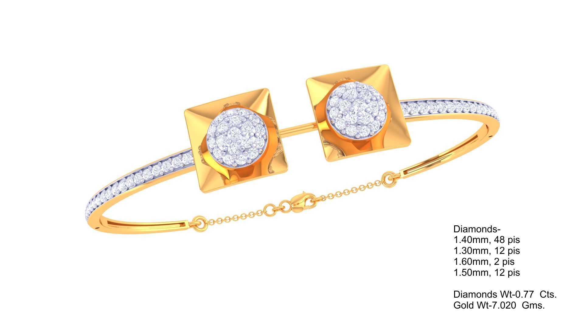 Bi Flower High Jewelry Italian Diamond Bracelets 3dm stl obj 3D print model_1