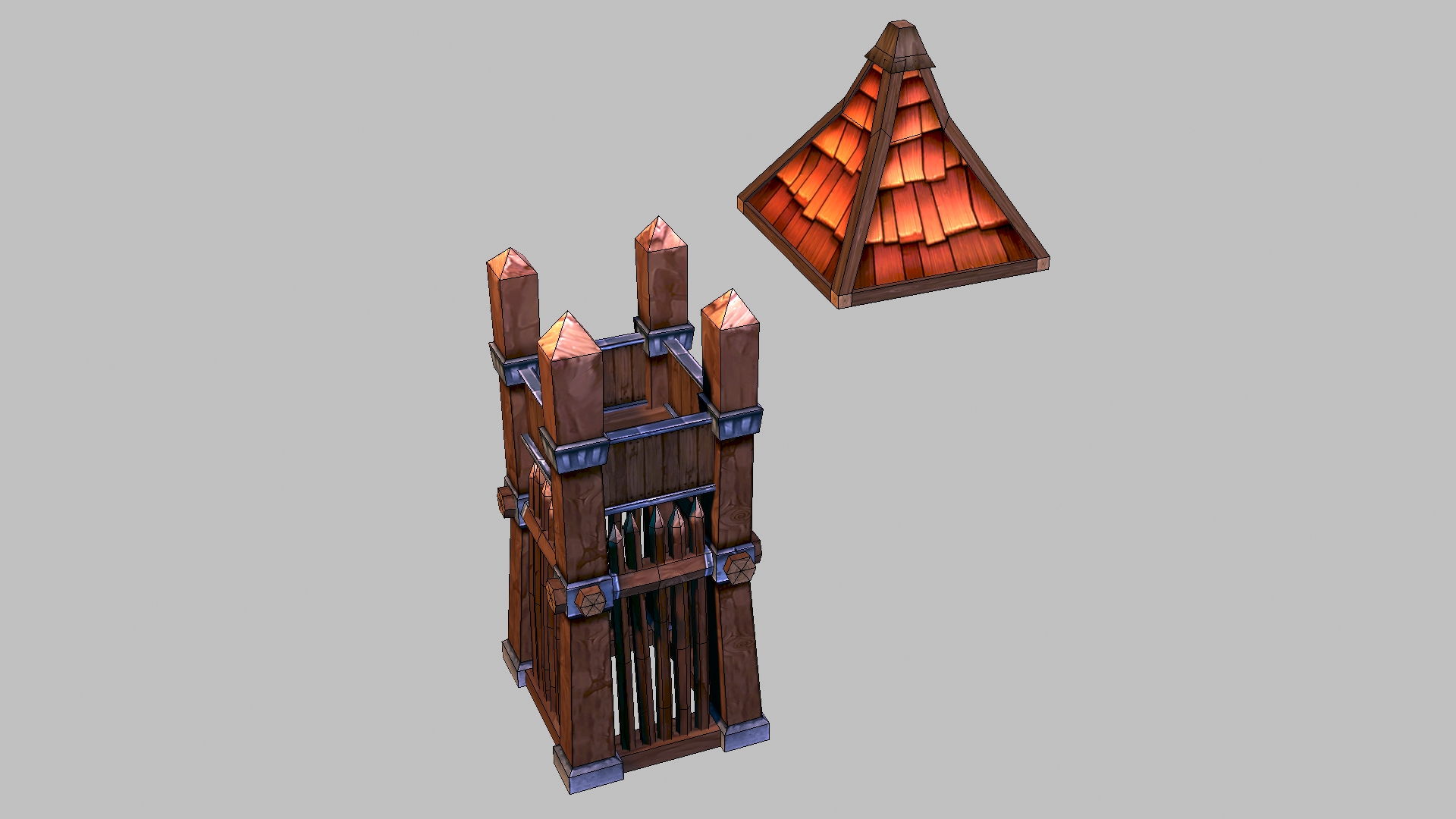 Wooden Fortress Builder Pack Low-poly 3D model_4