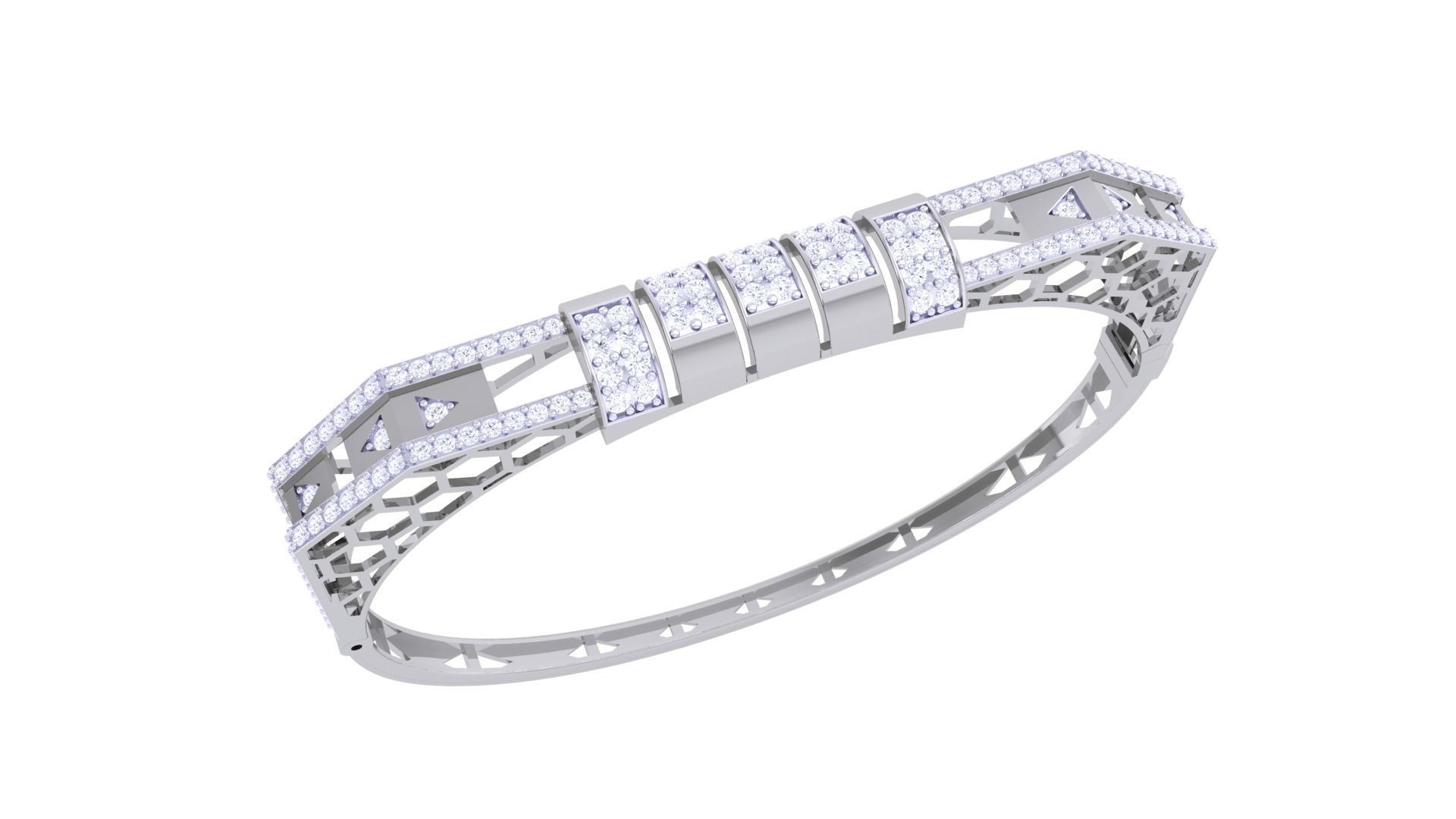 Ultra Vision Wire Mesh High Jewelry Italian Diamond Bracelets 3D print model_6