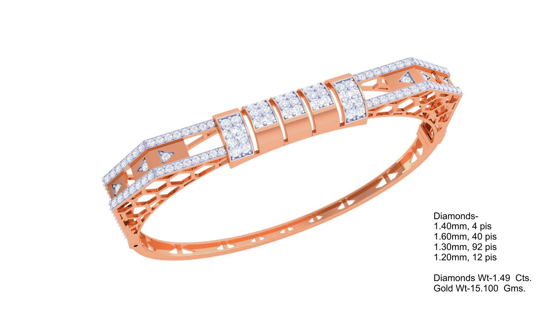 Ultra Vision Wire Mesh High Jewelry Italian Diamond Bracelets 3D print model_1