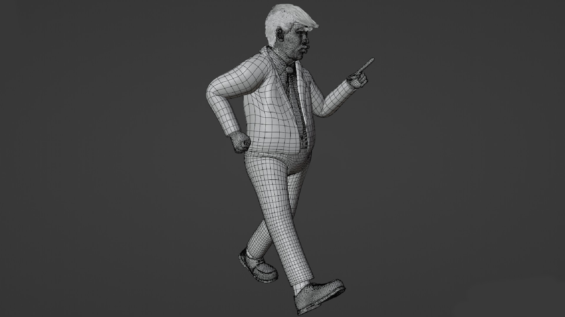 Trump Caricature with Bendy Bone Facial Rig 3D model_6