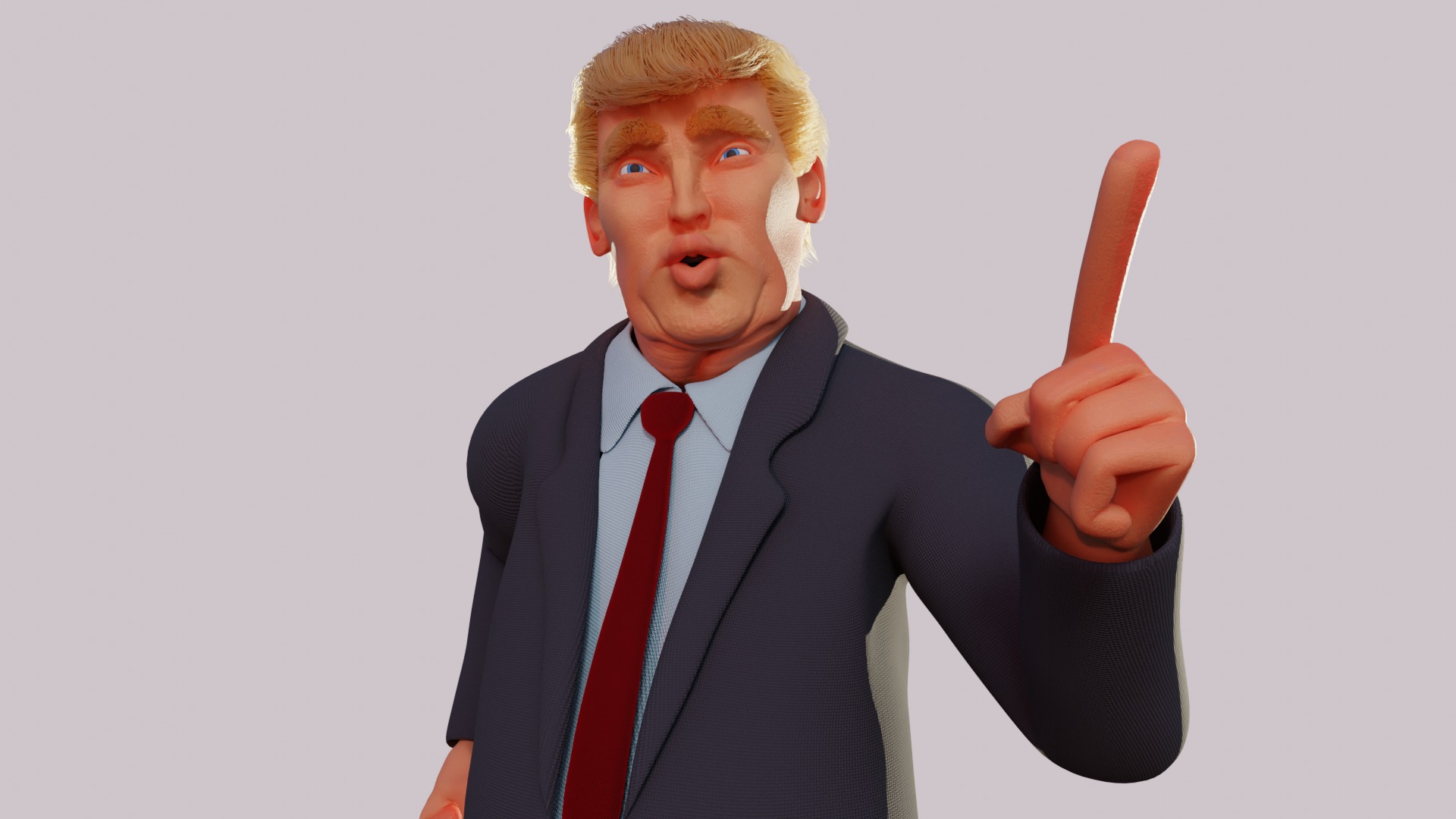 Trump Caricature with Bendy Bone Facial Rig 3D model_1