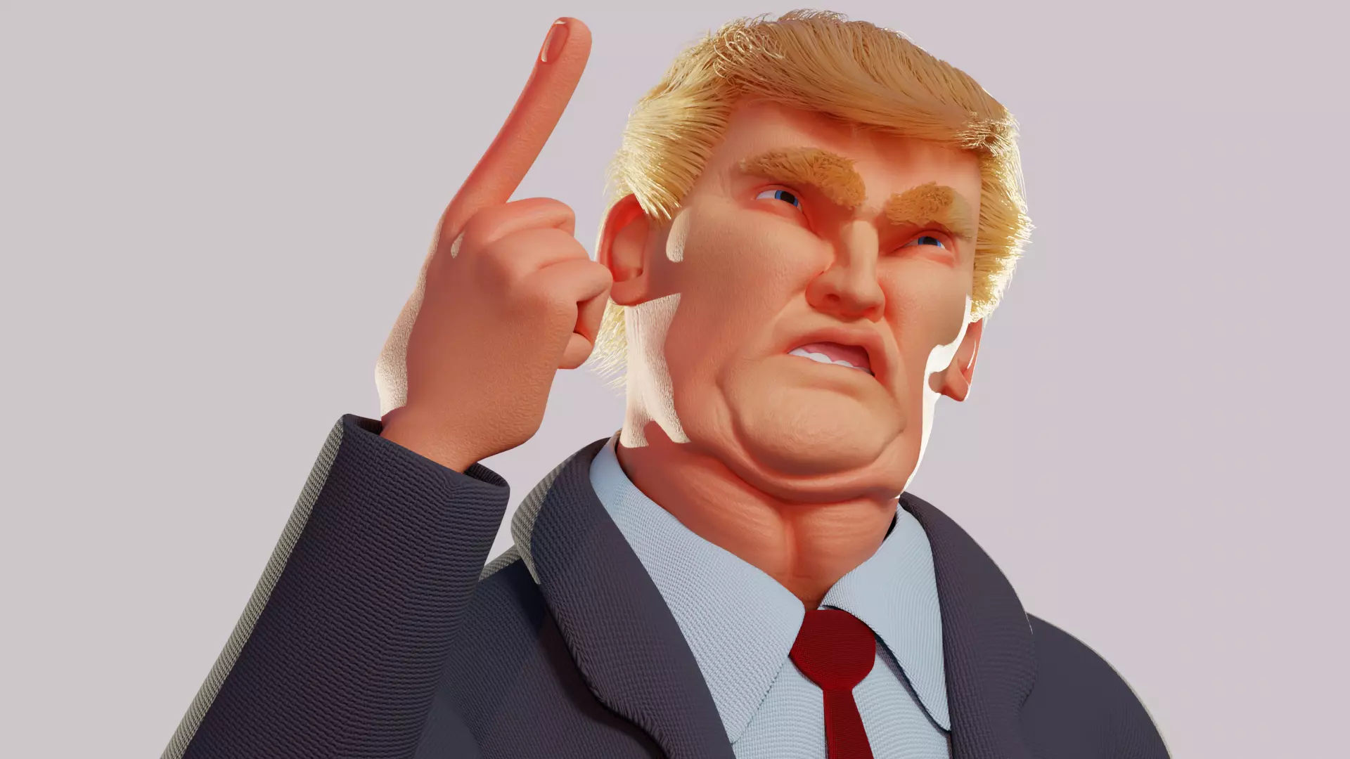 Trump Caricature with Bendy Bone Facial Rig 3D model_0