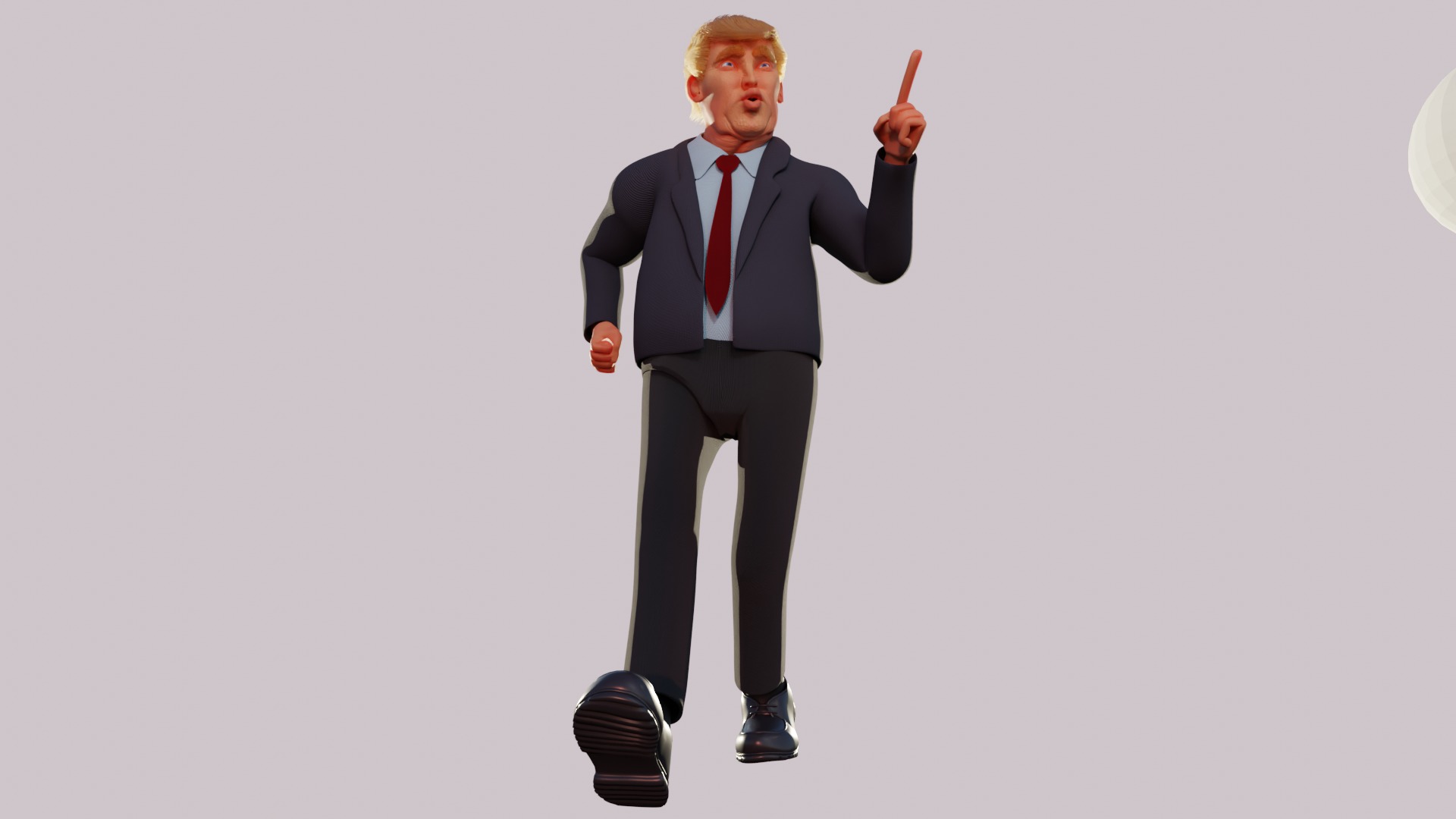 Trump Caricature with Bendy Bone Facial Rig 3D model_3