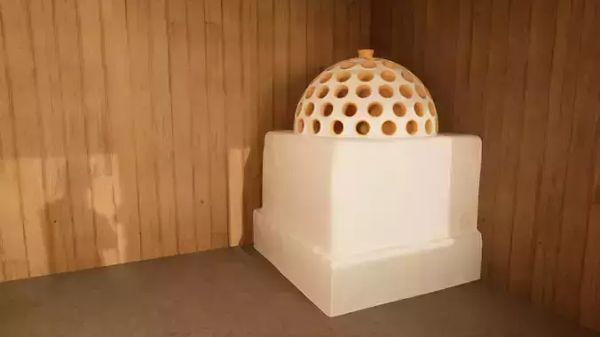 High medieval tiled stove Low-poly 3D model