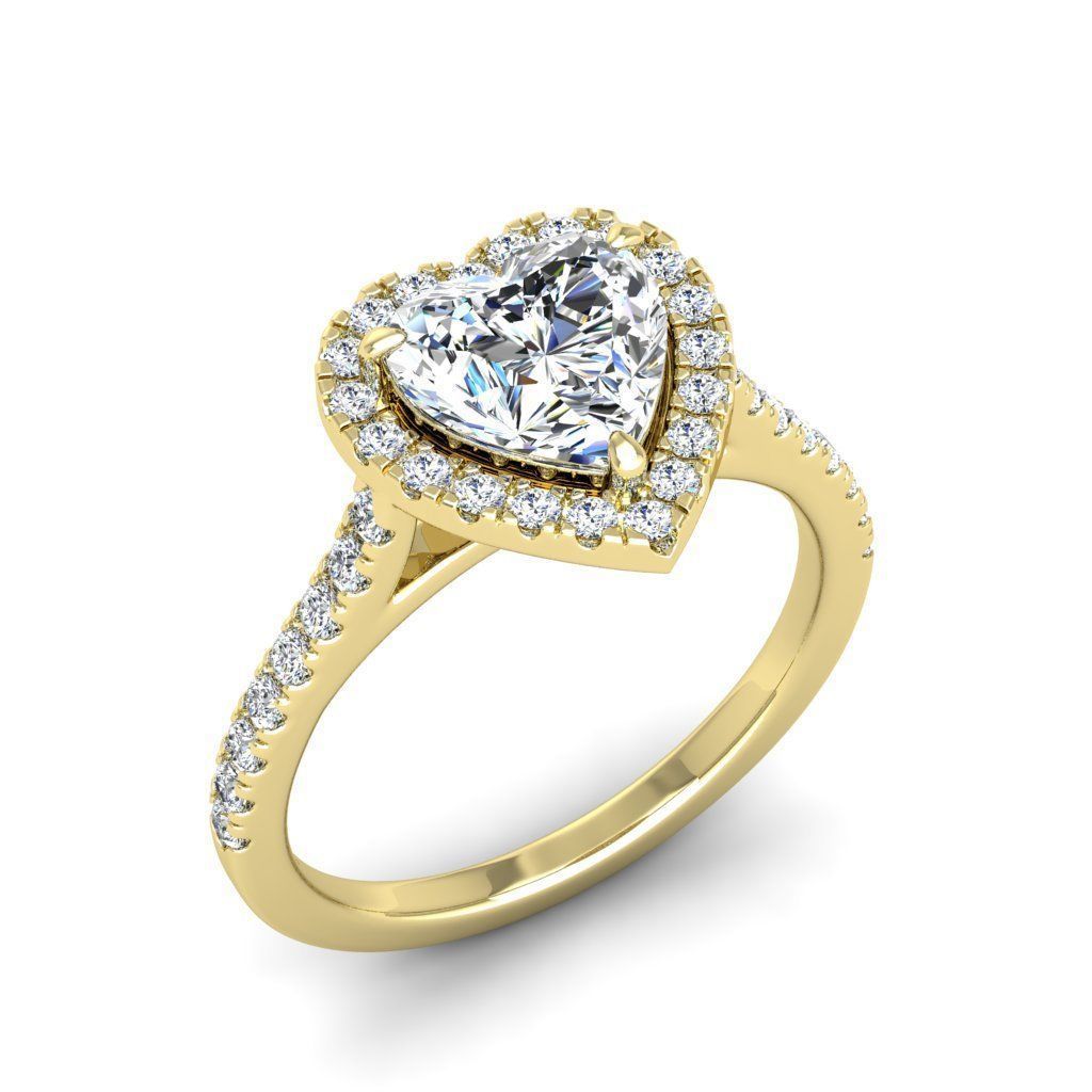 Engagement ring Mia heart 3D print model_9