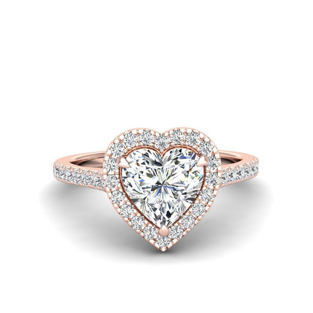 Engagement ring Mia heart 3D print model_1