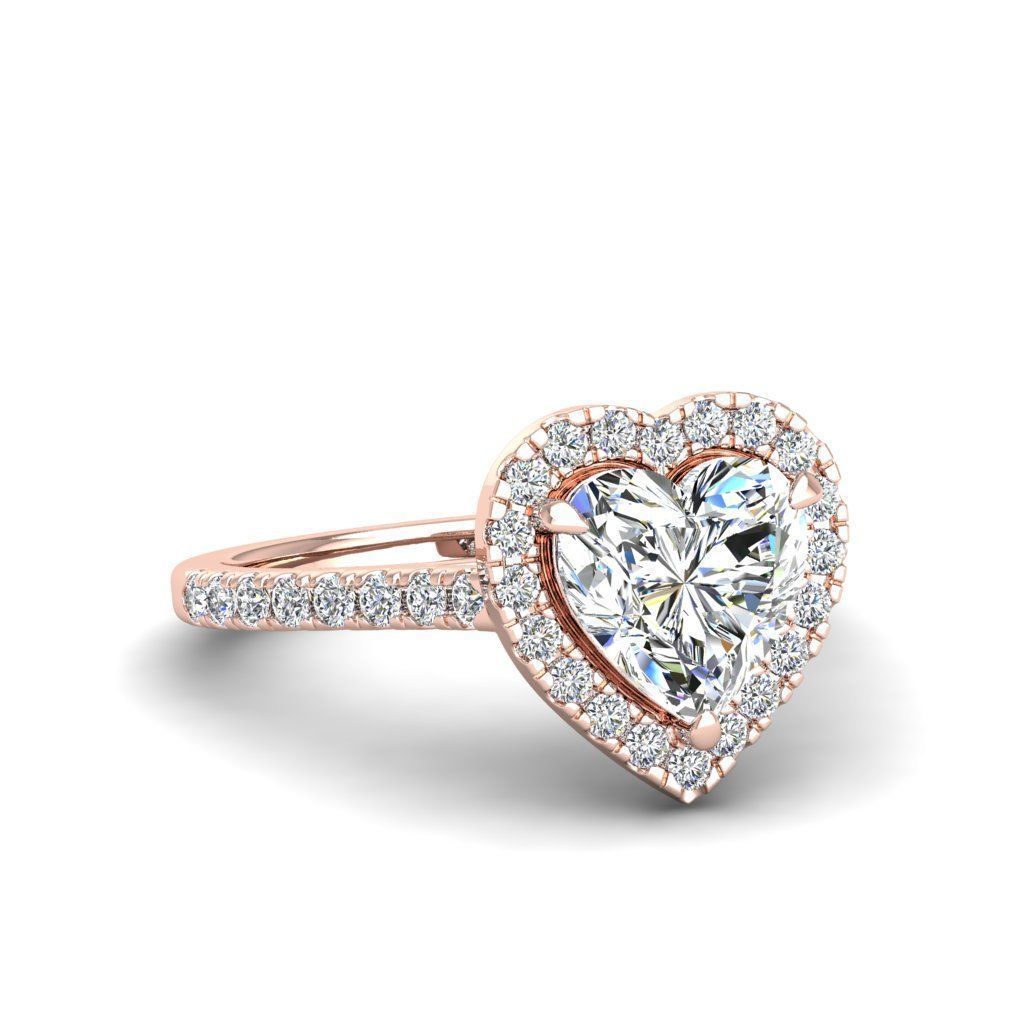 Engagement ring Mia heart 3D print model_12