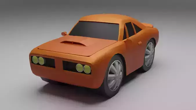 Cartoon Muscle Car 3D Low-poly 3D model