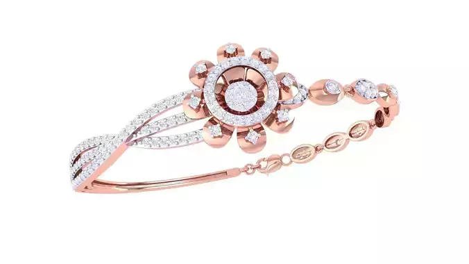 Flower High Jewelry Italian Diamond Bracelets 3dm stl obj gltf