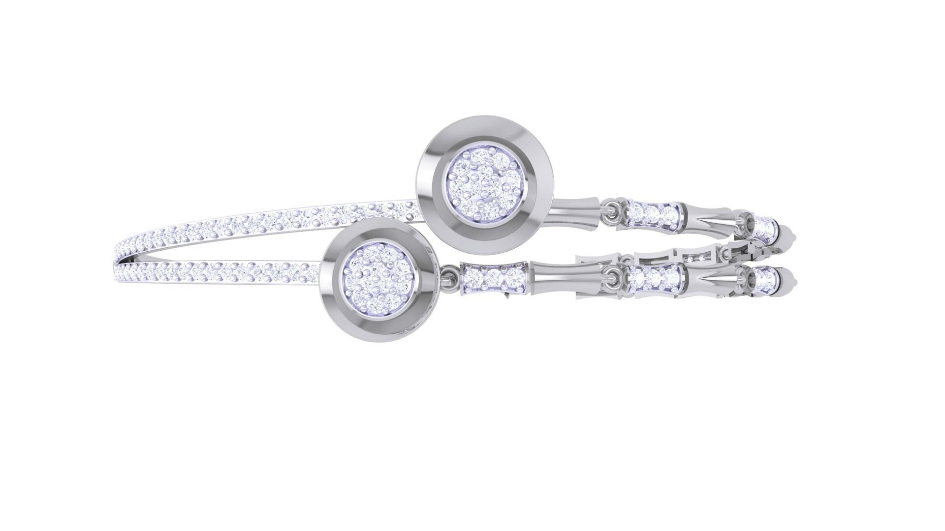 Bi Flower High Jewelry Italian Diamond Bracelets 3dm stl obj  3D print model_9