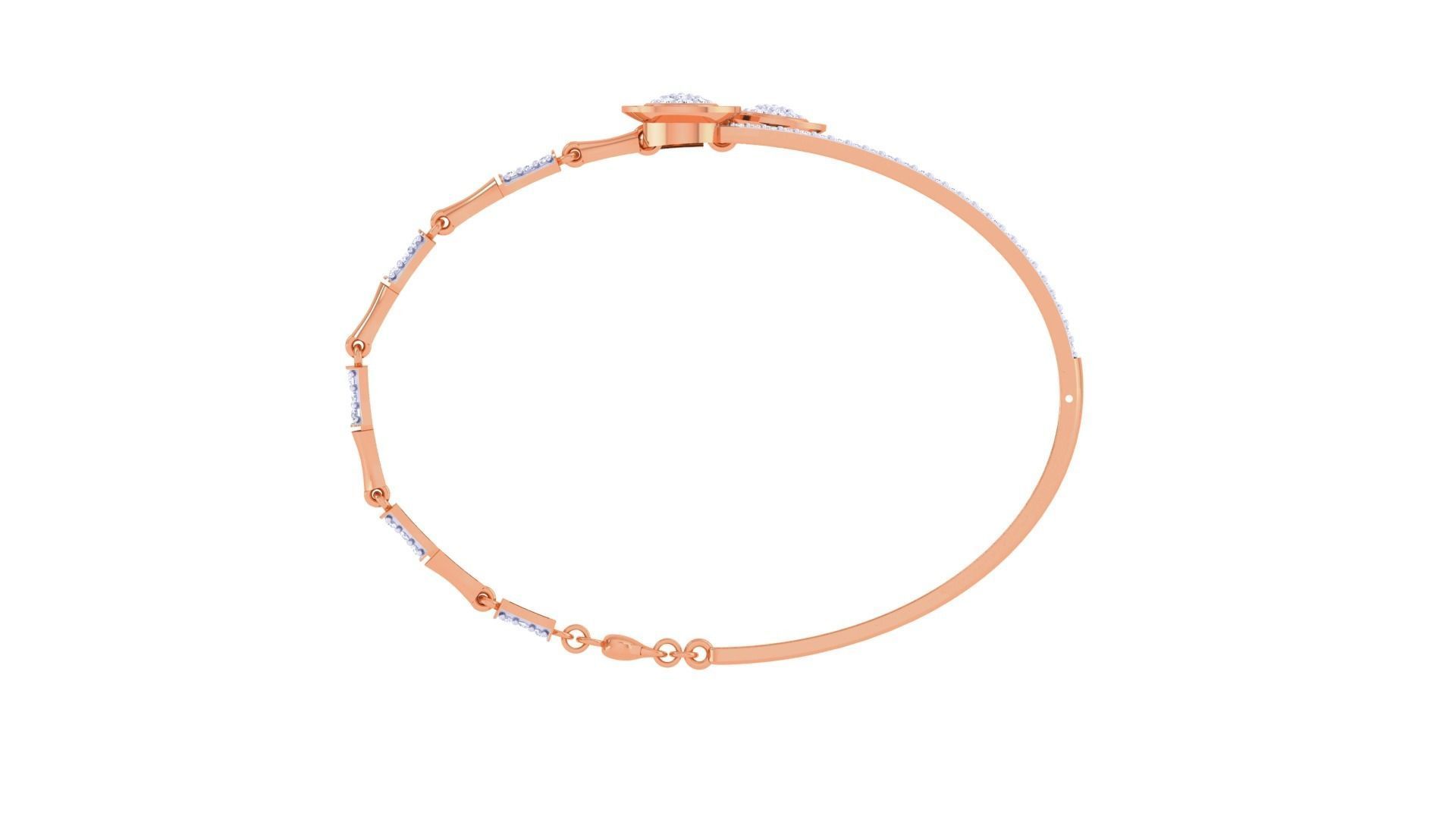 Bi Flower High Jewelry Italian Diamond Bracelets 3dm stl obj  3D print model_12